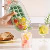 Eiswürfelbecher mit Ein-Knopf-Eiswürfel-Entformung 2-in-1 Eiswürfelform und auslaufsichere Wasserflasche für Eiskaffee Cocktails Säfte