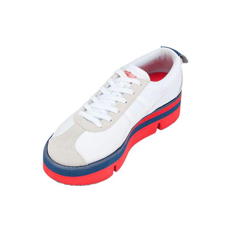 Onitsuka Tiger Pokkuri Sneaker PF Red White Women's Low Top Leather Retro Lifestyle Platform Sneakers 1182A127-101