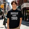 2026 Summer Hot Sale Unisex Rockin Since 1980 Graphic T Shirt Rock Music Casual Loose Short Sleeve Streetwear Tee Tops Highquality