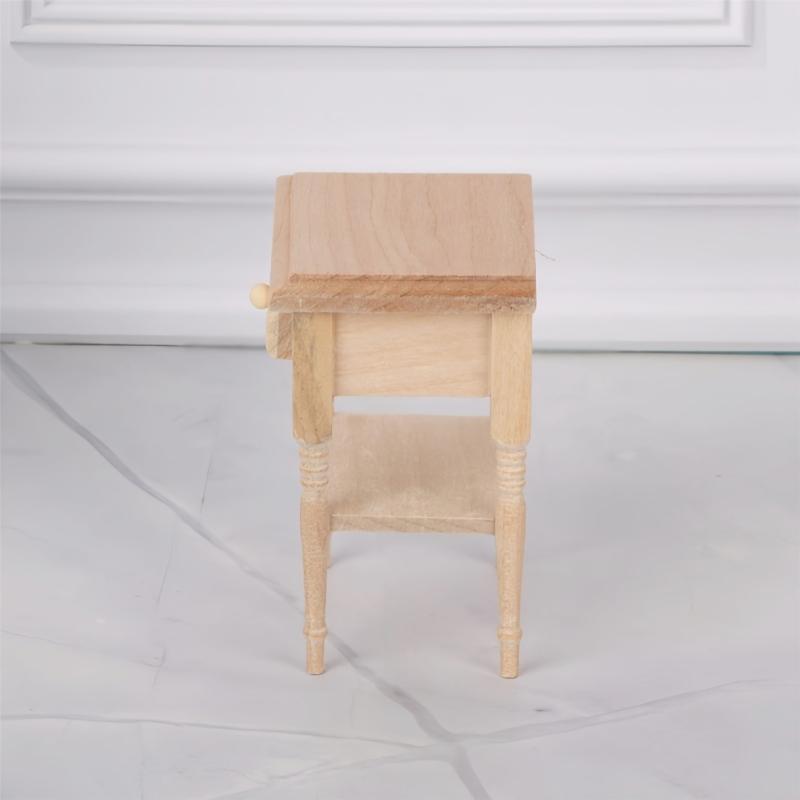 1:12 Scale Bedside Table For Doll House Bedroom Display Unfinished Miniature Wood Doll House Nightstand for Painting