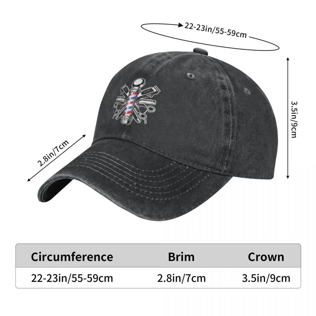 Vintage Barber Shop Pole Hair Salon Merchandise Men Women Baseball Caps Distressed Washed Caps
