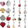 New 925 Silver Apple Strawberry Durian Avocado Charms Pendant for Original Bracelet DIY Jewelry Women Gift