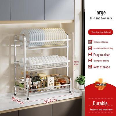 Stainless Steel 3-Tier Kitchen Dish Drying Rack