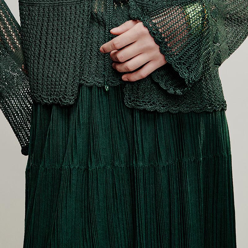 Women's Pleated Draped A-line Midi Skirt