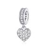BAMOER 925 Silver Clear 5A Crystal Collection Family Heart Cross Charm Beads fit for Charm Bracelet & Necklace Pendant