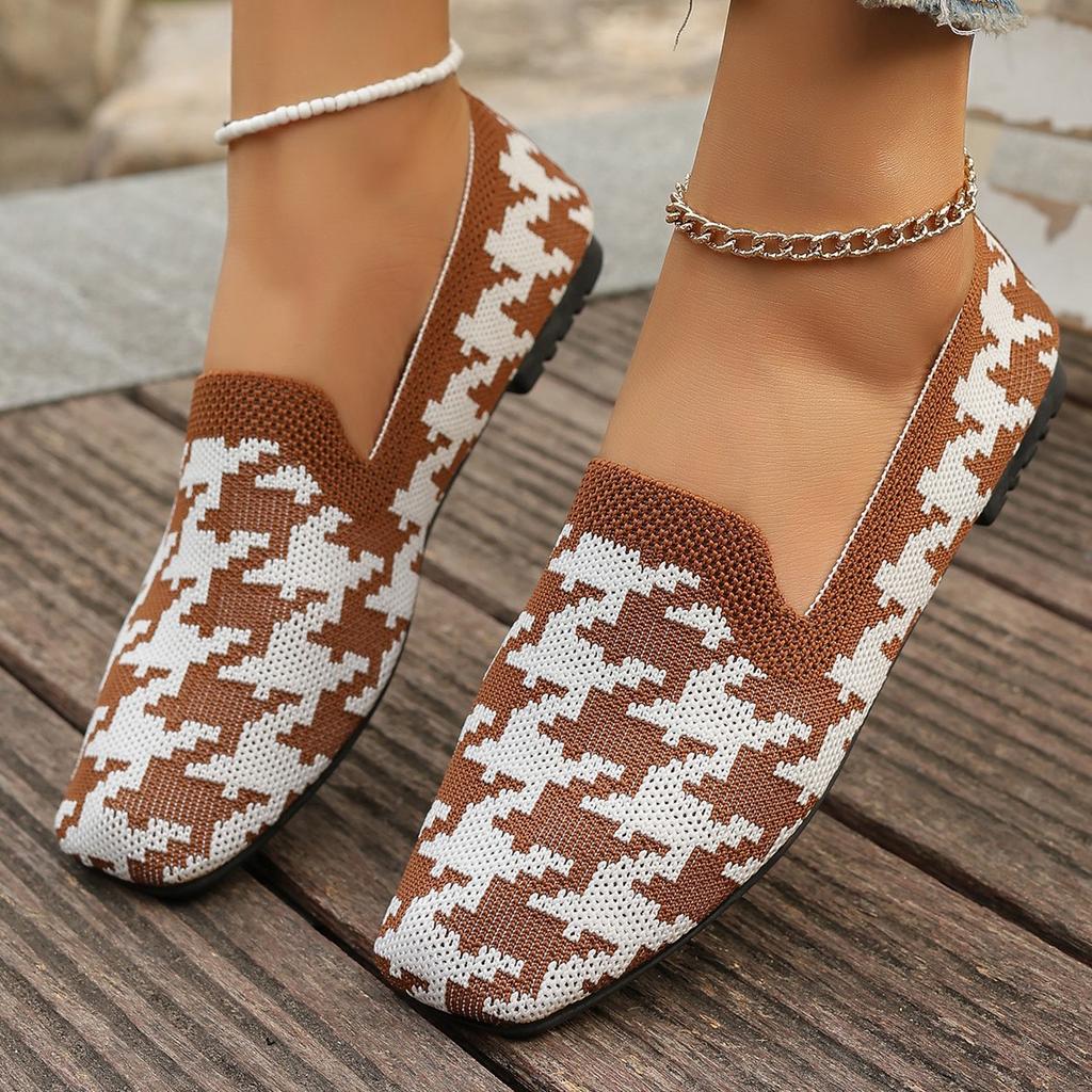 Fashion Women Flats Spring Autumn Flat Casual Shoes for Women Knits Ballet Flat Round Head Trendy Print Loafers Shoes Zapatos De Mujer