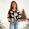 Cardigan Natalizio con Bottoni e Stampa Natalizia per Bambina, per Outfit Festivi e Uso Quotidiano