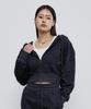 Mfav Leopard Crop Zip-Up Hoodie Charcoal