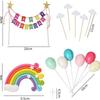 Cake Plugin Set,happy Birthday Banner Hat Including Colorful Rainbow Clouds,balloons,stars  Cake Decoration Accessories Tools