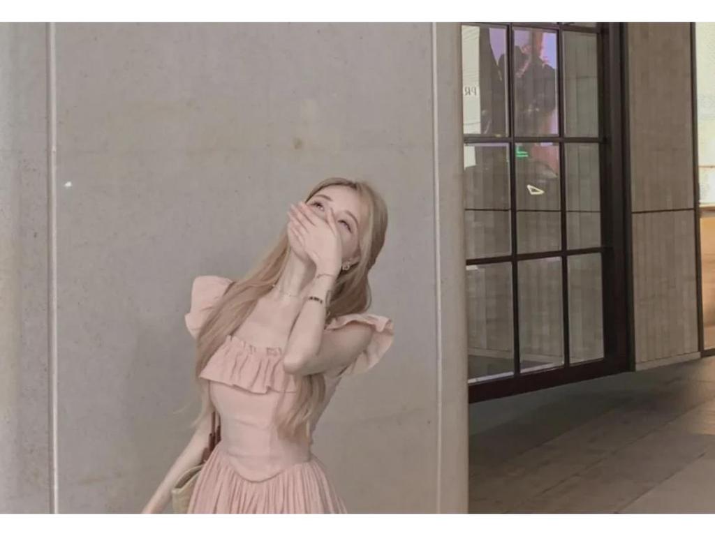 Rosa Rüschen Ärmellos Flatterärmel Quadratischer Ausschnitt Langes Kleid - Sommer 2024