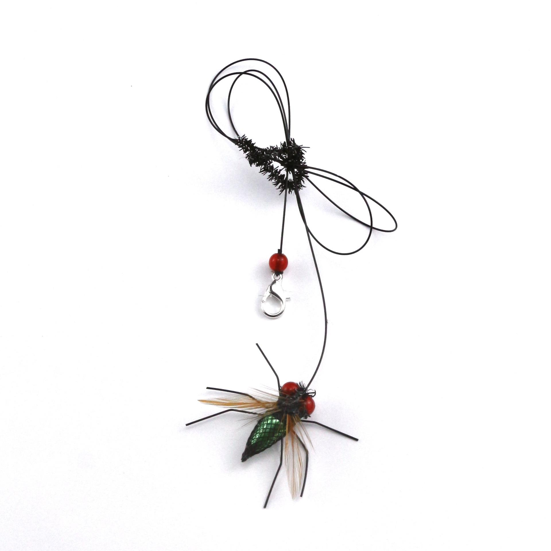 2pcs Simulated Fly Cat Toy Replaces Head Cat Teasing Stick Teasing Interactive Wand Little Bug Pet Toy