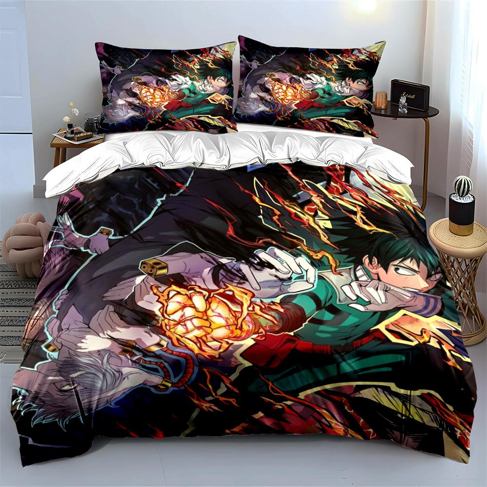 Anime Hero Bedding Set with Lightning Design Bedding set (1 duvet cover, 2 pillowcases, duvet not included)