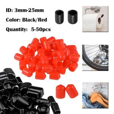 5-50 Stück Schwarze Rote Gummi-Endkappen, Vinyl-Gewindeschutz, Sicherheitsabdeckungen für Schrauben, Schneller Versand