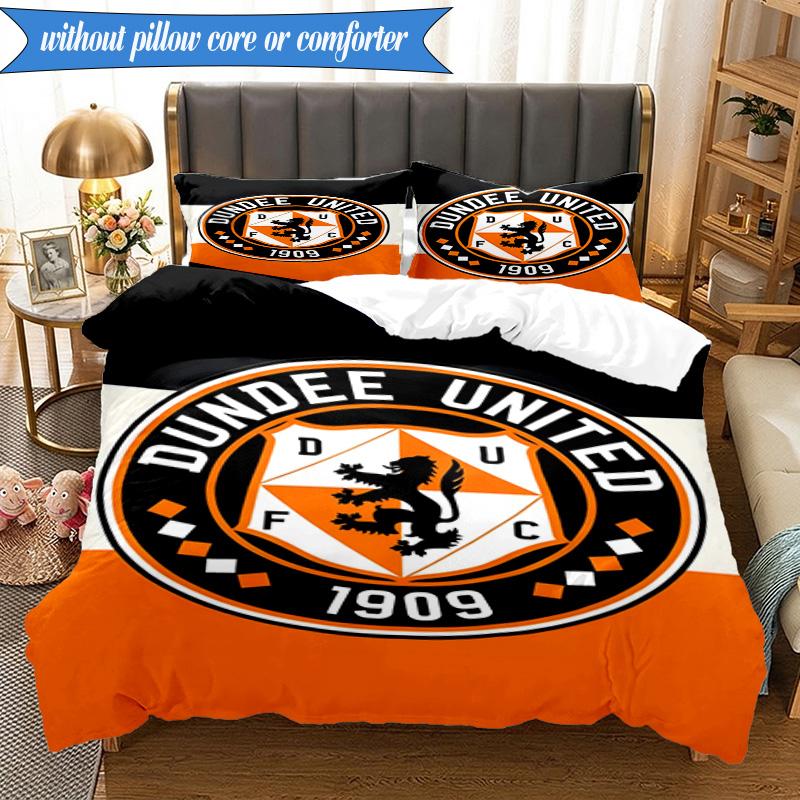 3PCS Dundee United Crest Printed Soft Bedding Set,Including 1pc Duvet Cover And 2pcs Pillowcases Perfect for Bedroom, Dormitory, Fan Gift