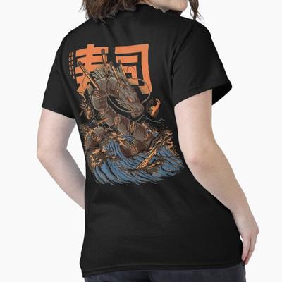 Asian Size Cotton Unisex Tshirt Print T-shirt Great Sushi Dragon Classic T-Shirt T-shirt No-Cut Print Regular Fit