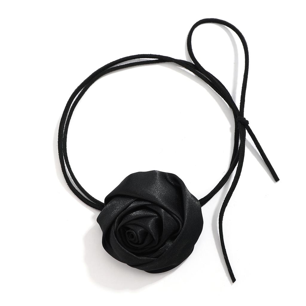 Accessories Retro Knotted Choker Fabric Flower Collar Temperament Flannel Camellia Wrapped Neck Chain