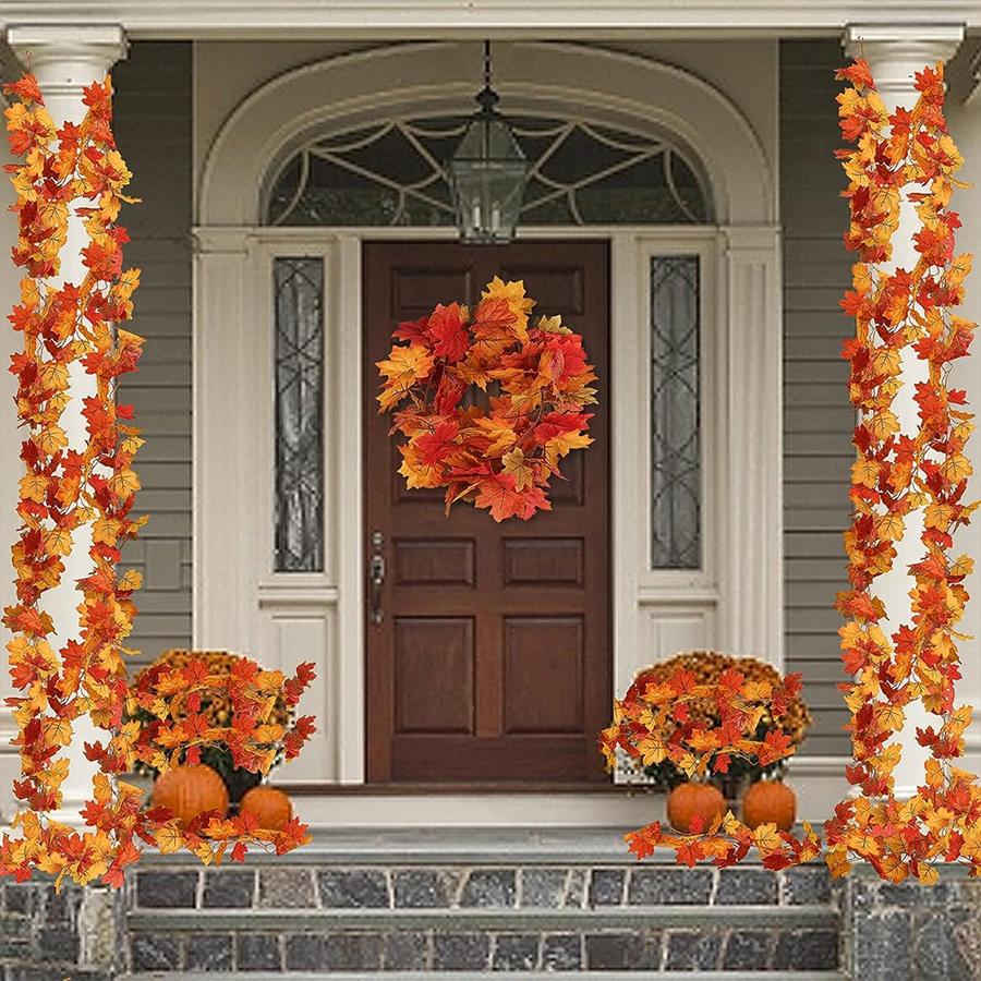 Artificial Plant Smaple Leaf Vine Flower Halloween Christmas Garlands Wedding Home Room Garden Outdoor Decor Festival DIY Gift