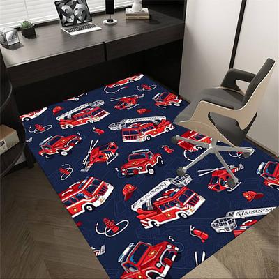 1PC Firetruck Firehelicopter Extra Large Non Slip Floor Carpet, Office, Family, Bedroom, Studio Large Area Rug Indoor Rugs, Vibrant Colors
