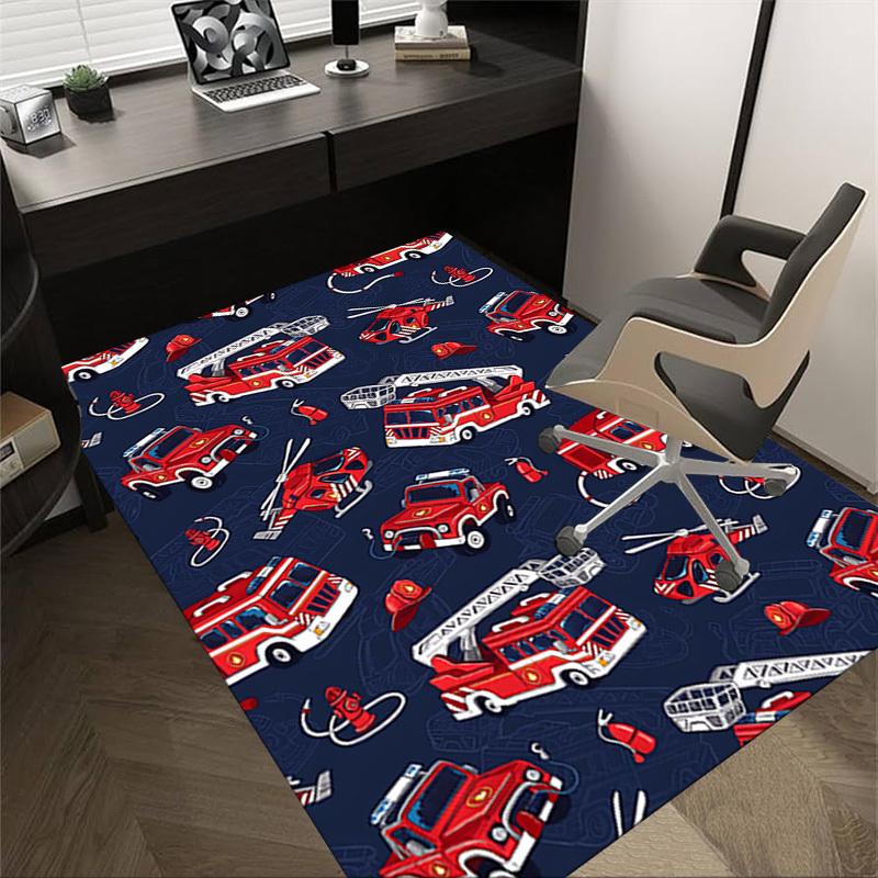 1PC firetruck firehelicopter Extra Large Non Slip Floor carpet, Office, family, bedroom, Studio Large Area Rug Indoor Rugs, Vibrant Colors