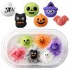 Holiday Bath Salts Ball 1/6Pcs 50G Halloween Bombs with Fruity Scents, Ghost Pumpkin Bat Black Cat Set Witch Fizzies Ball, Dry Skin Moisturizing