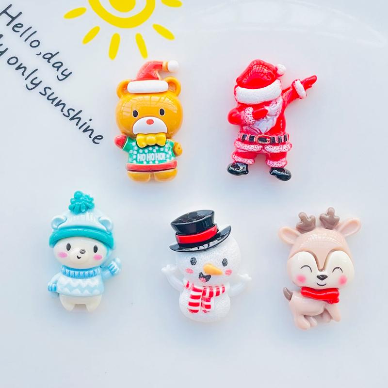 

10 Pcs Latest Small Kawaii Christmas Series Resin Flat Back Cabochons Scrapbook Diy Party Hairpin Accessories Decorate Craft A76