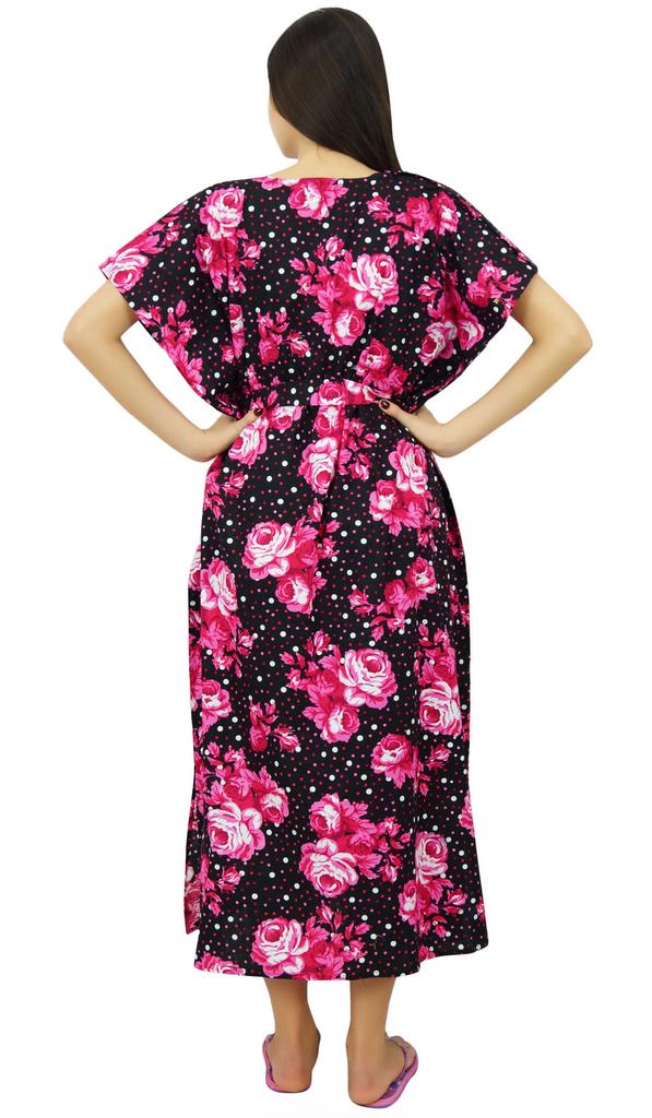 Bimba Kaftan Front Buttons Maternity Night Wear Printed Hospital Delivery