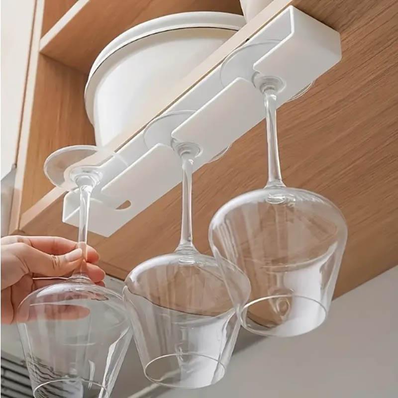 Space-Saving Under Cabinet Wine Glass Holder Multifunctional Stemware Rack for Kitchen Bar Storage Kitchen Storage Rack