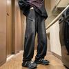 American high street ruffian handsome retro jeans men's spring and autumn trendy brand design sense loose straight wide leg trousers boys