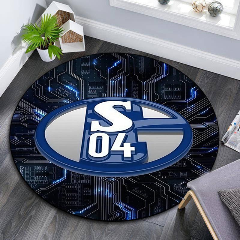 FC Schalke 04 Pattern Round rug,Carpet Rug for Living Room Bedroom Playroom ,Non-slip Floor Mat,Holiday Gifts and Birthday Gifts.