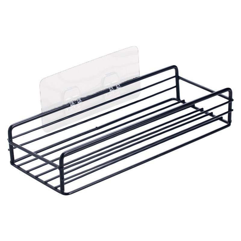 Wrought Iron Bathroom Storage Shelf Wall Hanging Shower Gel Storage Shelf Square Perforation-free Seamless Finishing Shelf Storage Shelf