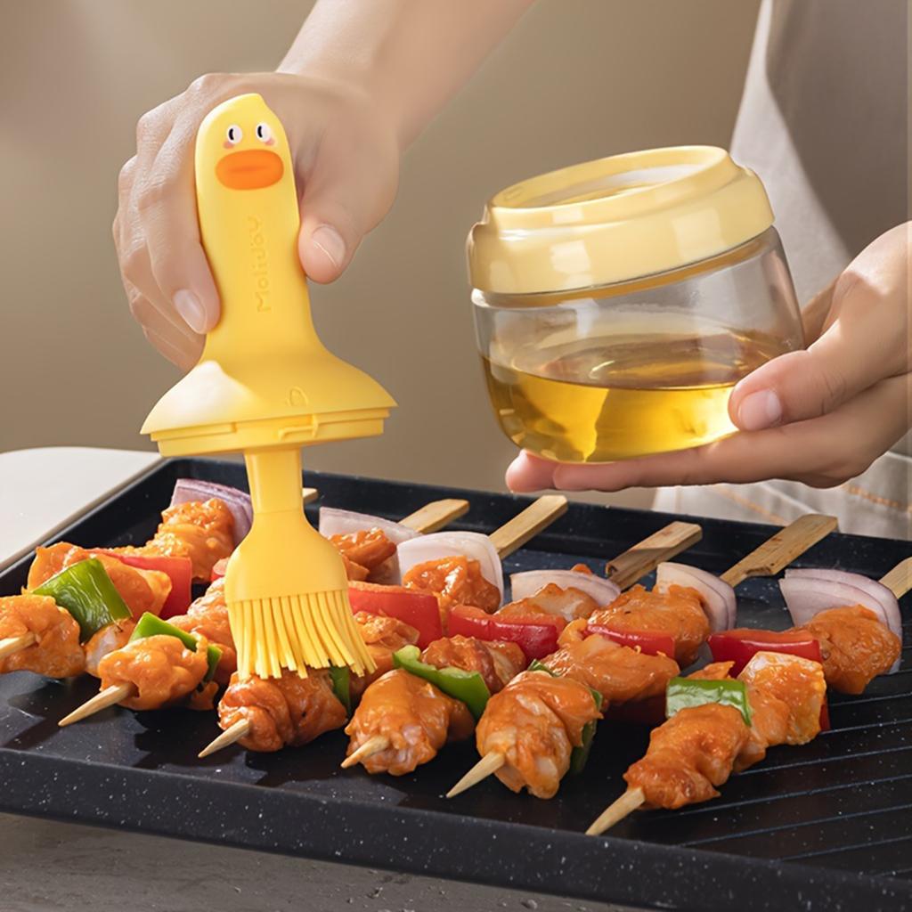 Silikonölbürste mit integriertem Ölspender zum Kochen, Backen, Grillen und Braten, Haushaltsküchenwerkzeug, Entendesign
