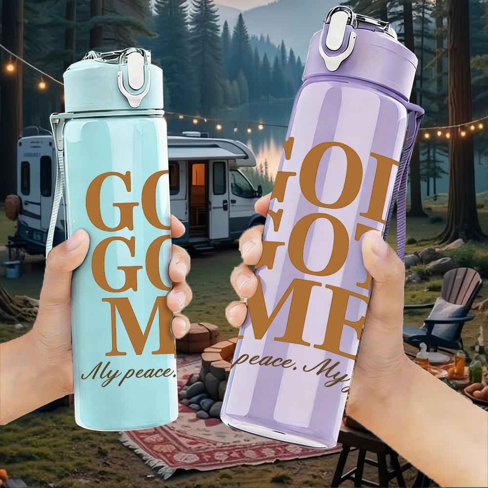1PC God Got Me Faith Quote Print 750ml Color Plastic Sports Water Bottle Leakproof Flip Straw Lid Suitable for Sports Office Home Use