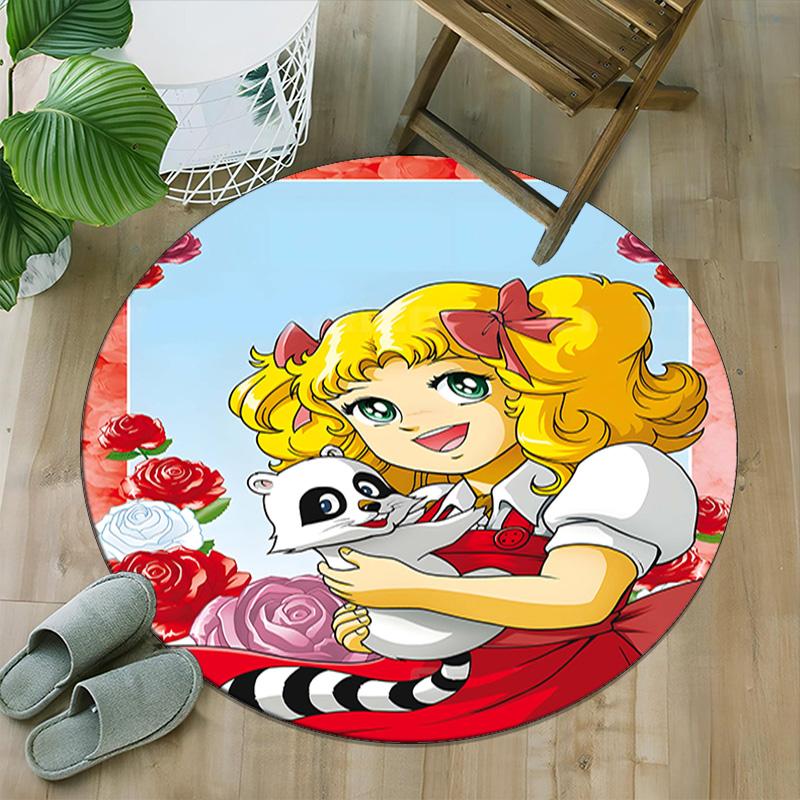 1pc Candy Candy2 Print Round Carpet Chair Round Carpet Suitable for Bedroom Living Room Home Decorative Carpet