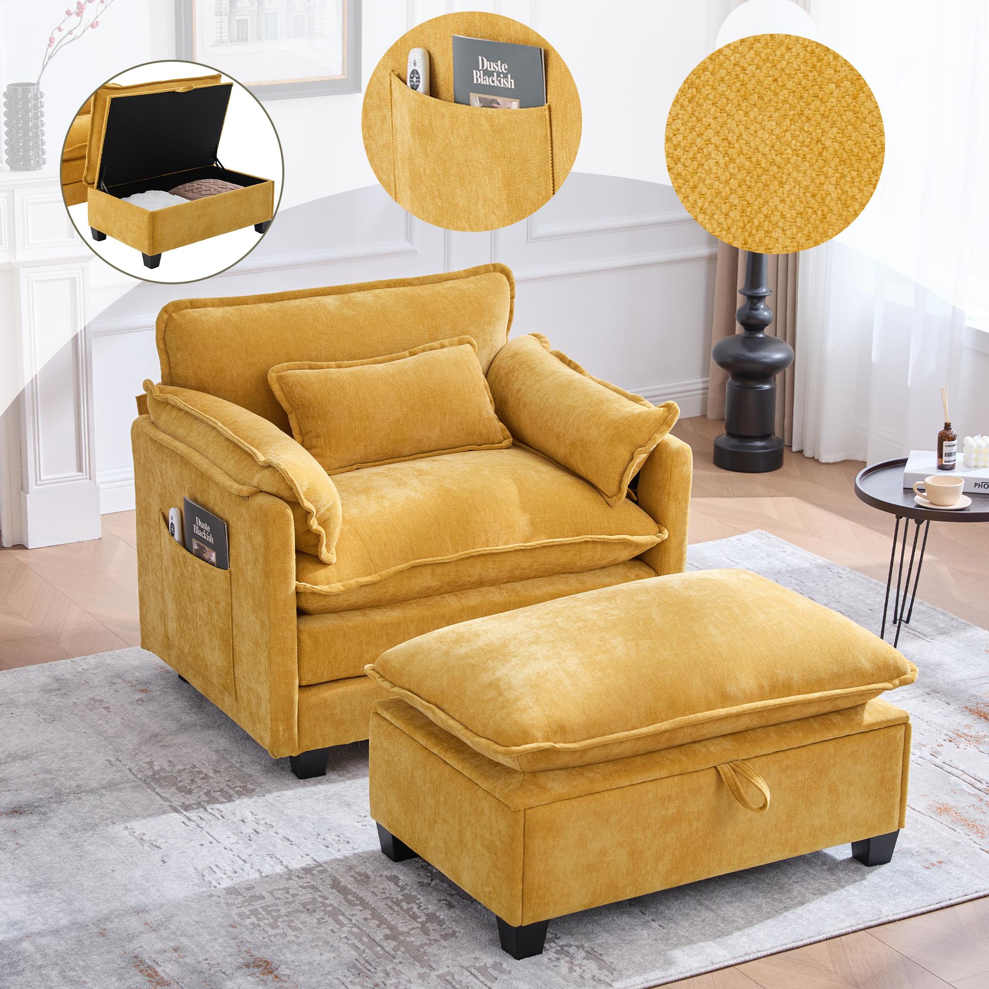 Modern, Extra Large Armchair with Footstool