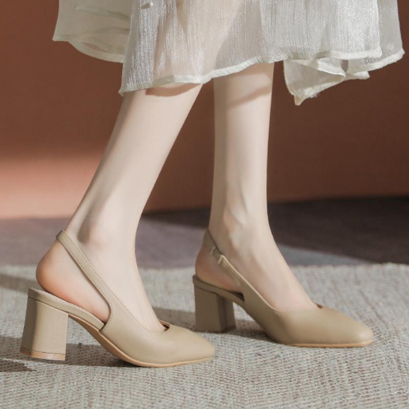 Fashion Casual Fashion High Heels Pumps Slingback Comfortable Shoes Large Size 41 Khaki White Women's Heel Office Party Wedding Shoes