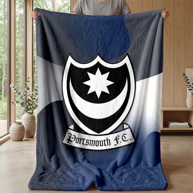 Coperta Morbida in Pile Flanella Portsmouth FC Leggera Accogliente Calda Coperta da Lancio per Divano Letto Decorazione Casa