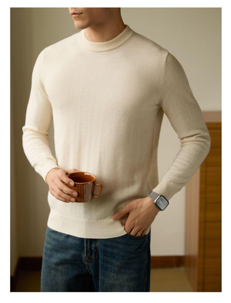 Men's Round Neck Knit Sweater: High-End Autumn Winter Style