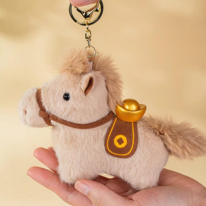 Cute horse mascot Dunhuang ingot pony doll keychain plush toy children's doll pendant