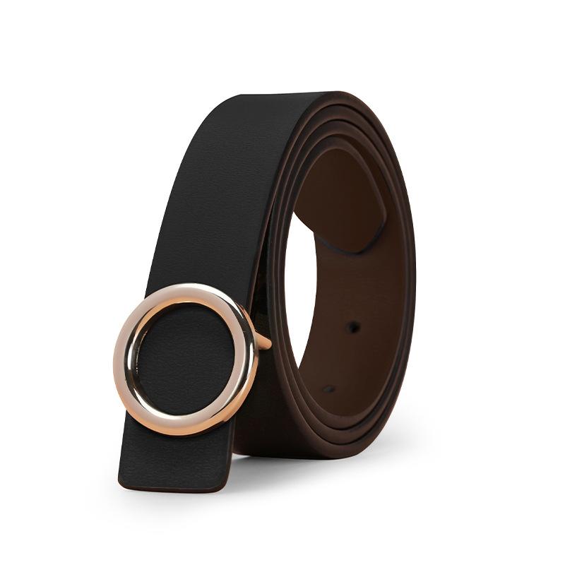 New Women's Cowhide Belt Slim-fit Alloy Buckle Eye Smooth Buckling Belt