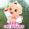 Baby On Board Car Warning Sticker Cartoon Girl Baby Graphics Decal Waterproof PVC for Car Window Safety Reminder