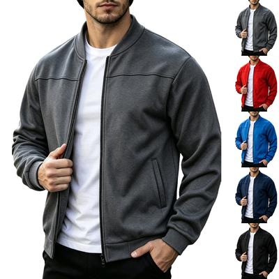 Men's Vintage Flight Jacket Color Baseball Collar Casual Outerwear