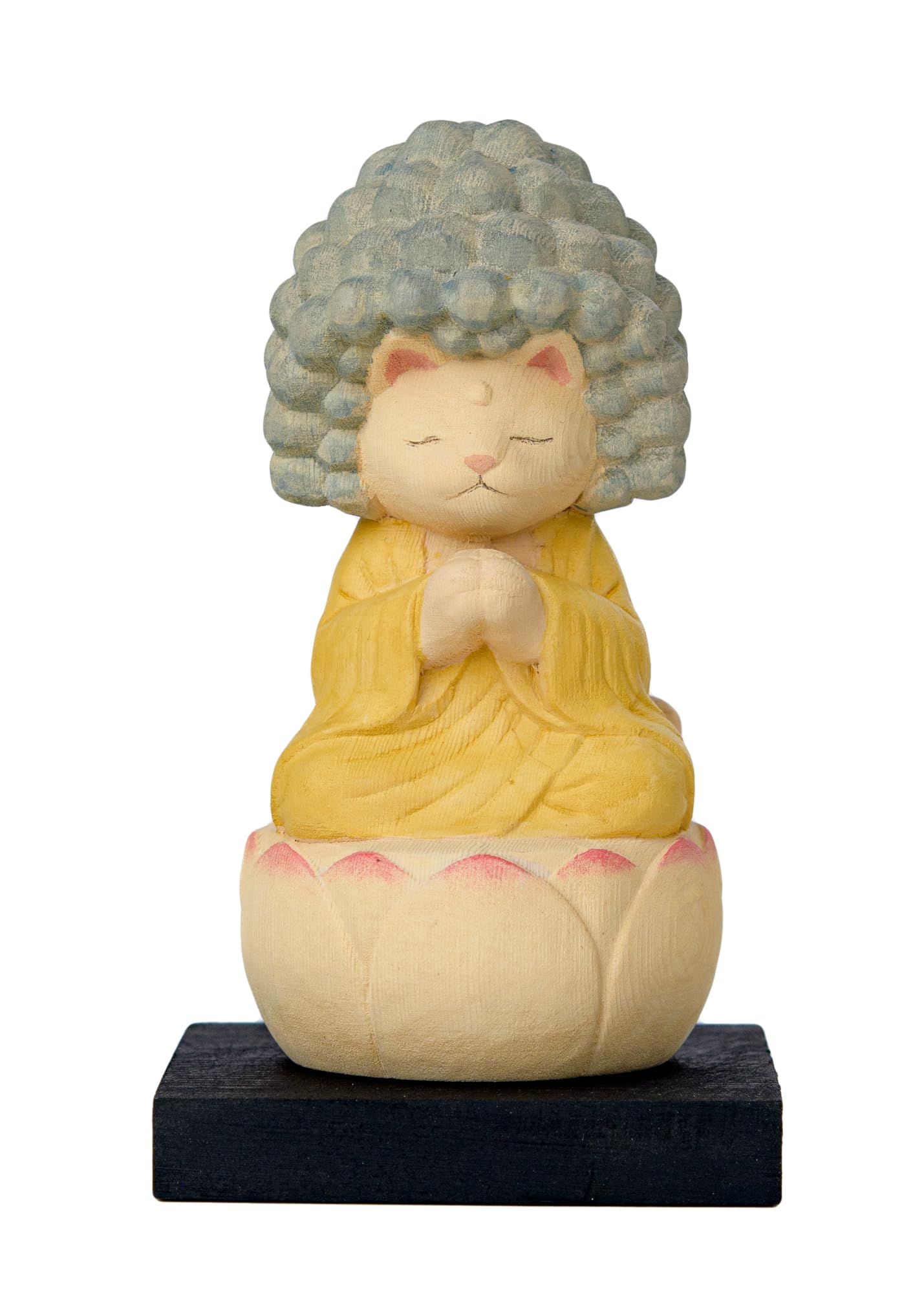

Cat Contemplation Sculpted by Butsuya Wood Buddhist Lucky Feng Shui Ornament Gokoshuyui Buddha, Five-Kalpa Amida, Sakai, Carving, Statue, Maneki-neko,