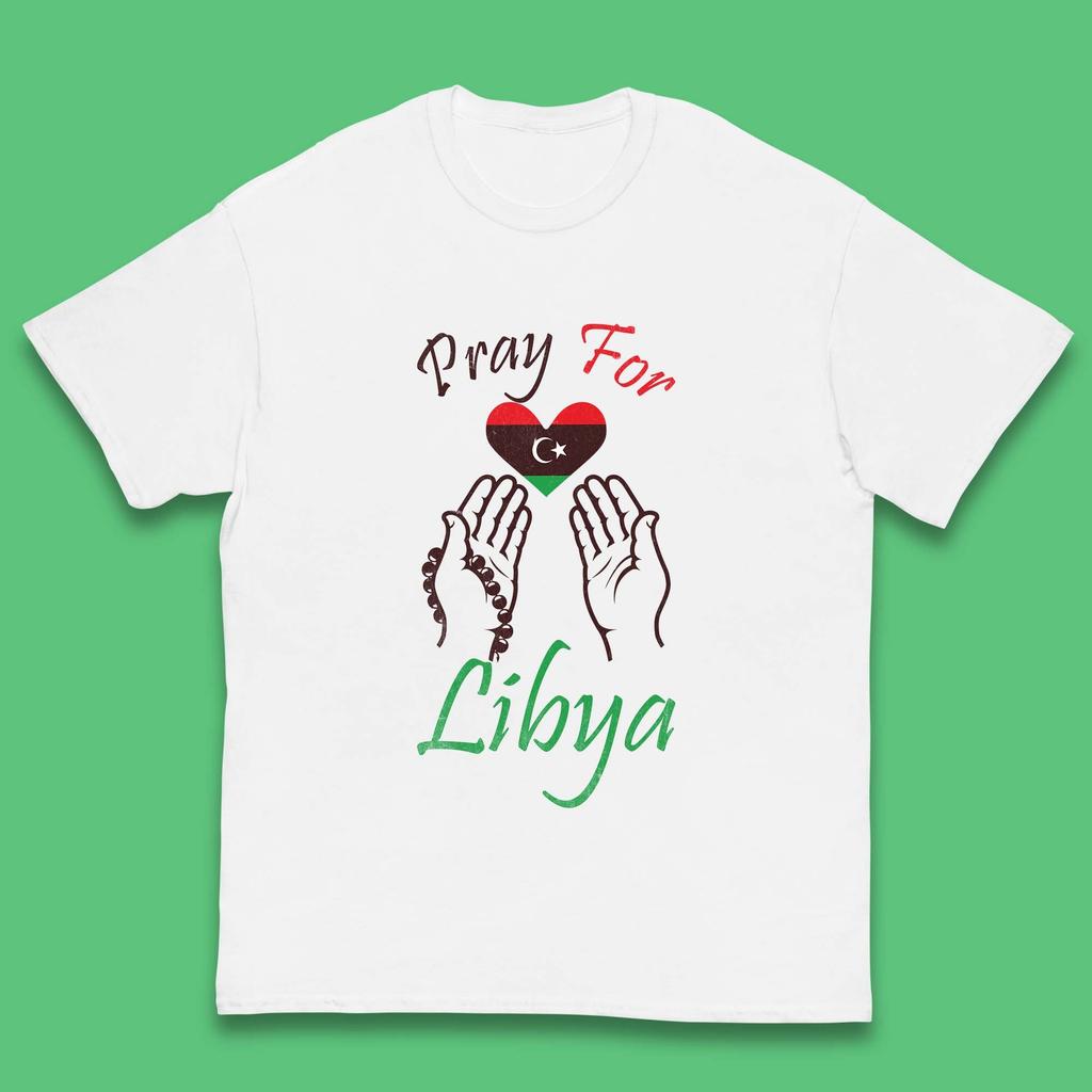 Pray For Libya Help Libya Flood Solidarity Stand With Libya Kids T Shirt