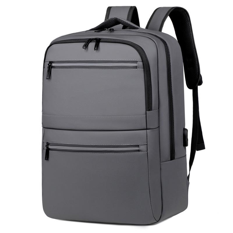 

Men s Premium Leather Laptop Backpack with USB Charging сірий колір