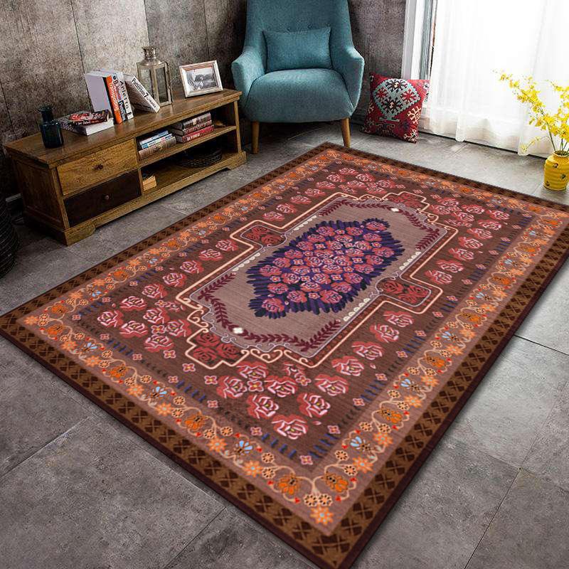 Bosmian Bedroom Splicing Carpet Retro Light Luxury Living Room Coffee Table Floor Mat Turkish Ethnic Style Carpet
