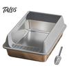 Odor Resistant Metal Litter Box Cat Box, Stainless Steel Kitty with High Sides, Anti-Leakage Large Design, Scoop Included, Non Stick for Indoor Cats,