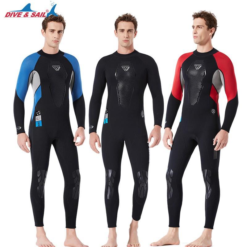 3MM Wetsuit Men's Wet One-piece Thermal Long-sleeved Waterproof Female Snorkeling Swimsuit