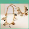 Pumpkin Skeleton Spider Charm Necklace And Bracelet In Alloy For Holiday Wear