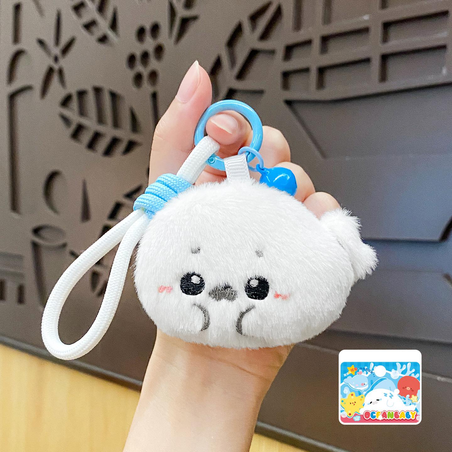Pluizige Knuffel Zadel Speelgoed Tas Hanger Cartoon Schattig Accessoire Verspreide Pop Sleutelhanger Klein Cadeau black
