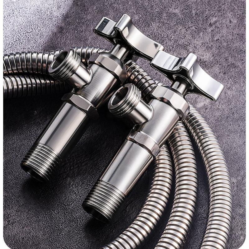 Stainless Steel Bathroom Quick Opening Triangle Valve Faucet Accessories Thickened Triangle Valve For Hot and Cold Water